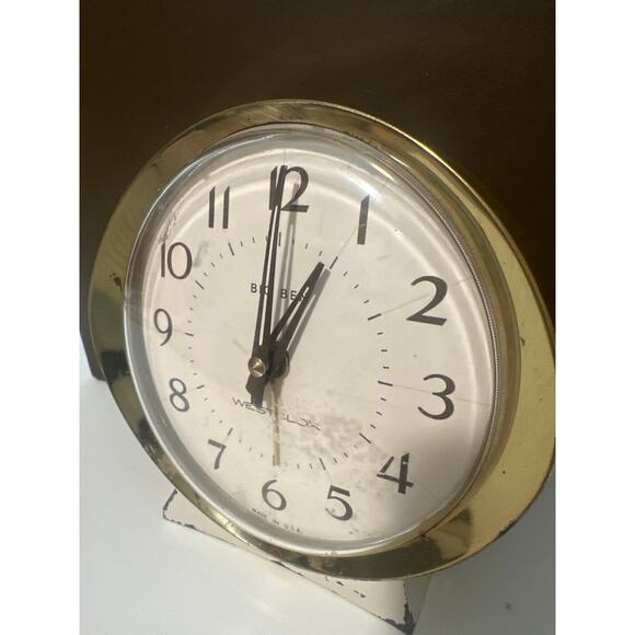 VTG Westclock Big Ben Mechanical windup clock alarm cream gold metal gear driven - Picture 5 of 12